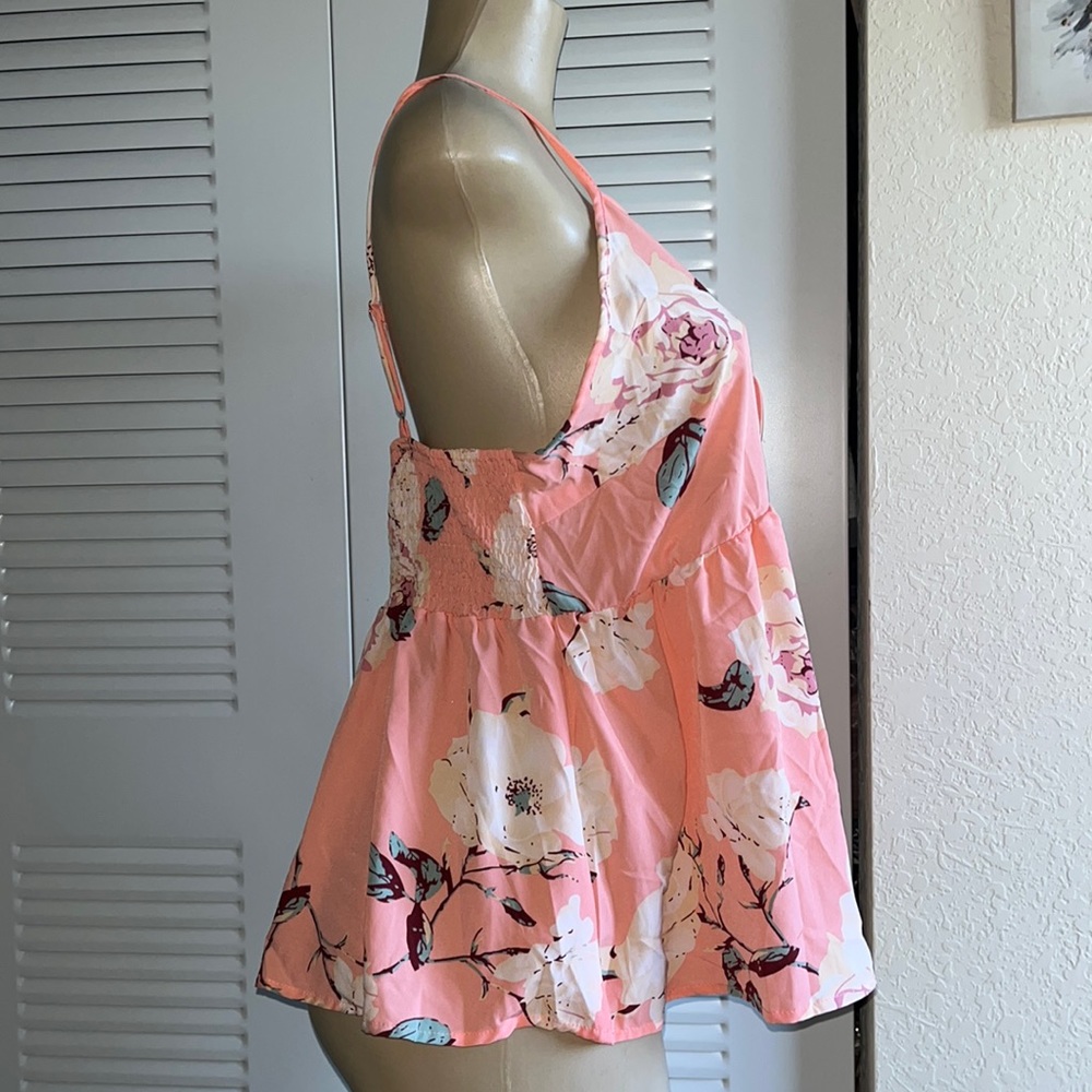 ❣️Peach Floral A Line Tank Blouse - Picture 5 of 12